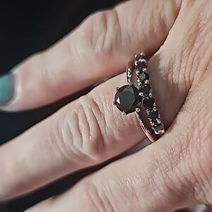 2 piece moissanite set, 1/2 eternity and solitaire Size 8